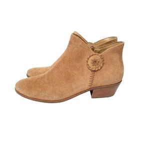 Jack Rogers Peyton Whipstitch Ankle Boots Chestnut Chelsea Stacked Heel Size 9.5
